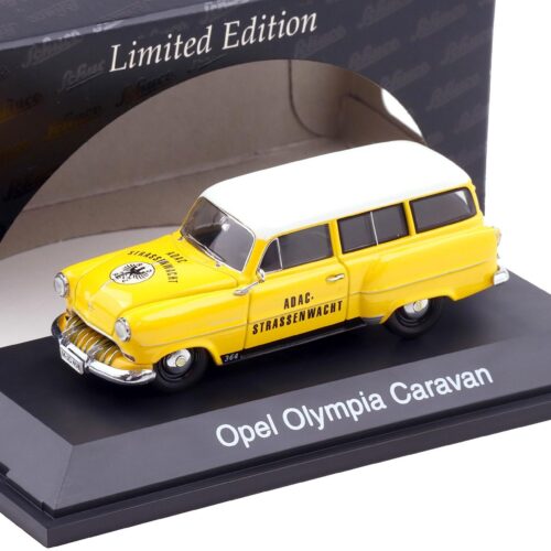 1:43 Schuco Opel Olympia Caravan ADAC Strassenwacht yellow/ white