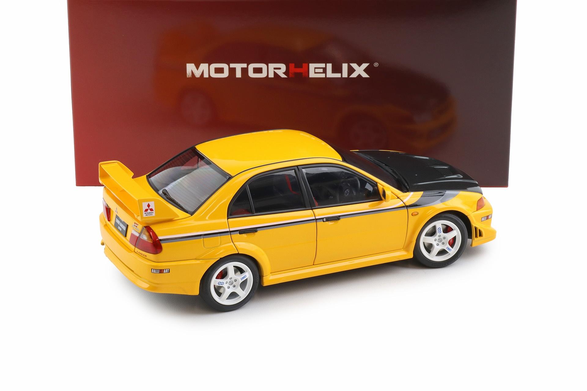 1:18 Motorhelix Mitsubishi Lancer Evolution VI GSR TME Customized yellow/ Carbon roof