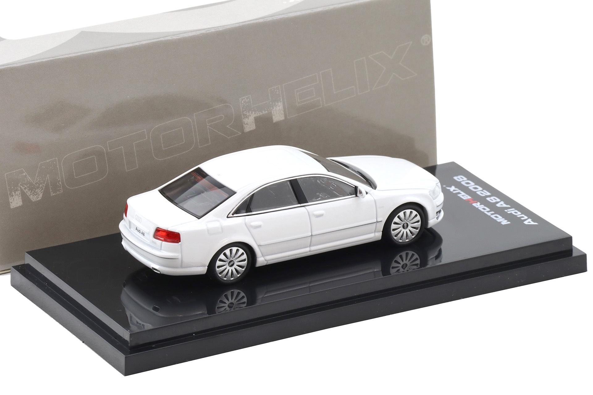 1:64 Motorhelix Audi A8 W12 Limousine D3 Ibis white metallic 2008