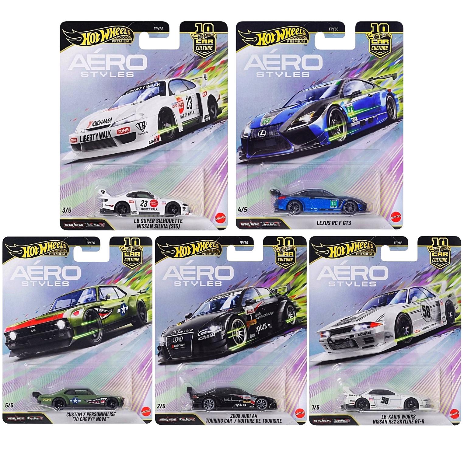 1:64 Hot Wheels Aero Styles 2026 Car Culture Premium Pack 5 pcs. 976U Nissan, Chevrolet