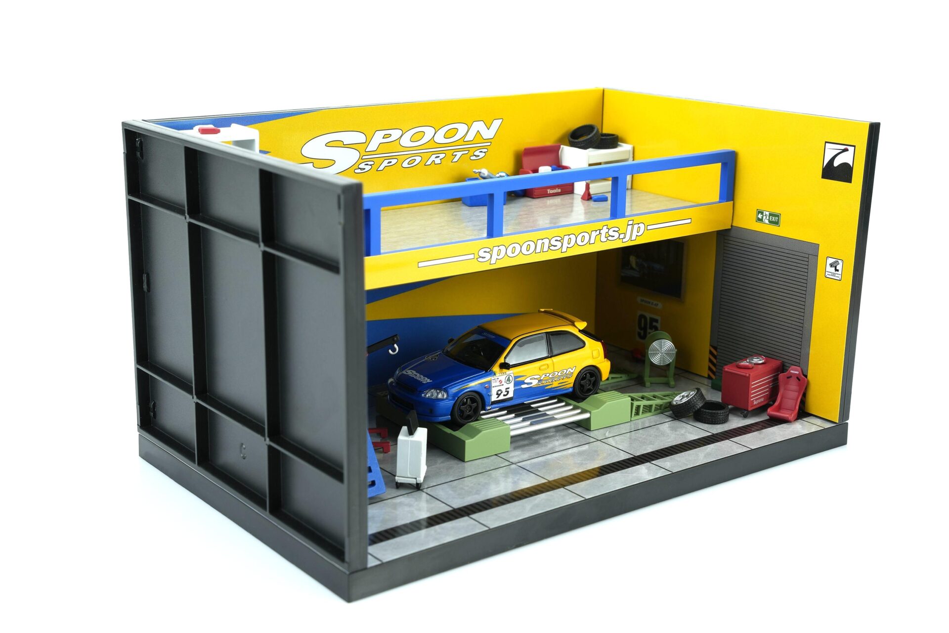 1:64 Motorhelix Diorama Theme Garage Workshop SPOON yellow/ blue M90213