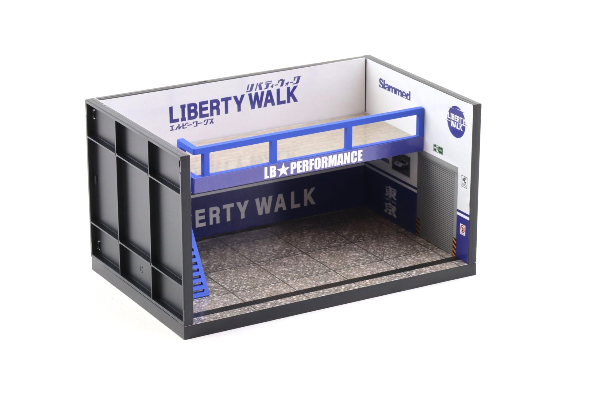 1:64 Motorhelix Diorama Theme Garage Workshop Liberty Walk LB Performance blue M90219
