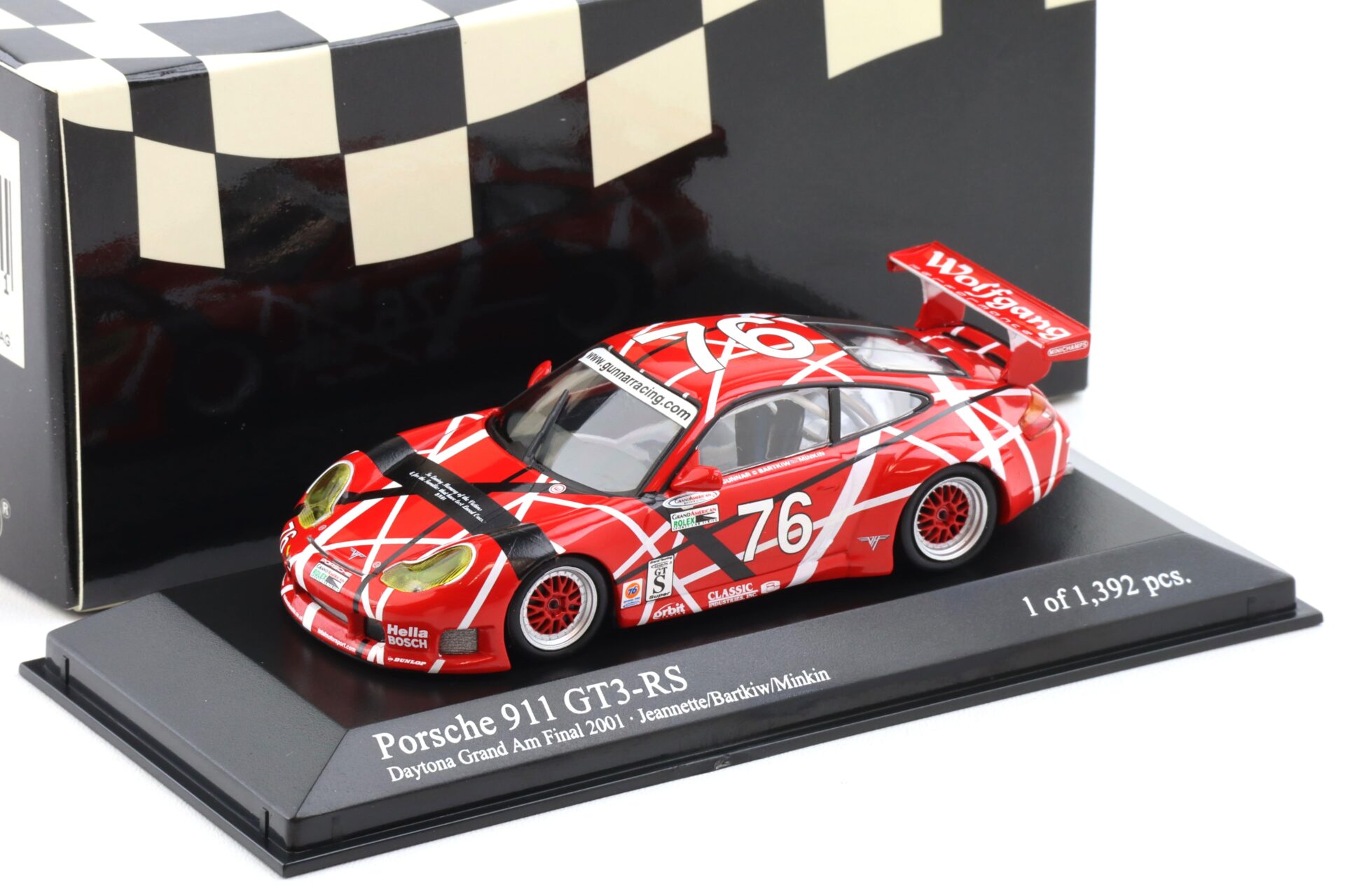 1:43 Minichamps Porsche 911 996 GT3 RS Daytona GrandAm Final 2001 Jeannette #76