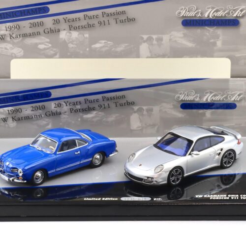 1:43 Minichamps Set 20 Years Porsche 911 Turbo silver + VW Karmann Ghia blue
