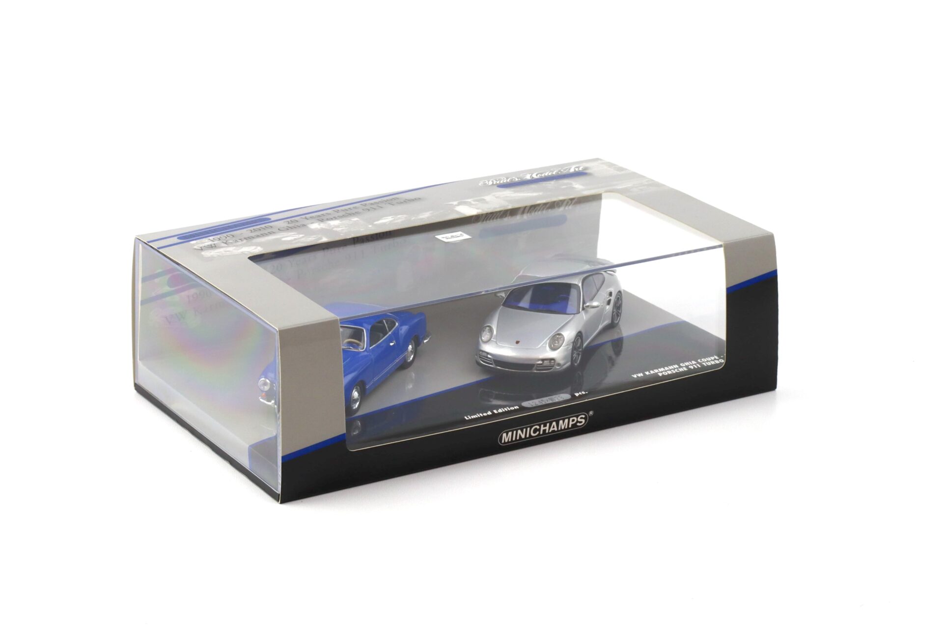 1:43 Minichamps Set 20 Years Porsche 911 Turbo silver + VW Karmann Ghia blue