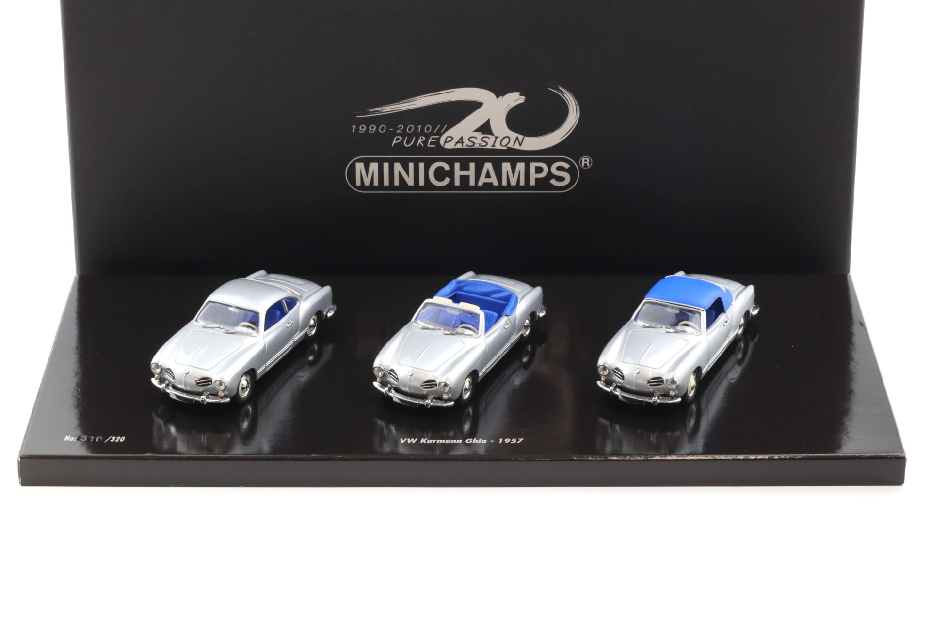 1:43 Minichamps Set 20 Years VW Karmann Ghia silver 3-Car Set Limited 320 pcs.