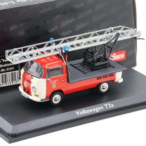 1:43 Schuco VW T2a Feuerwehr mit Drehleiter Feuerwehr Albig red/ white