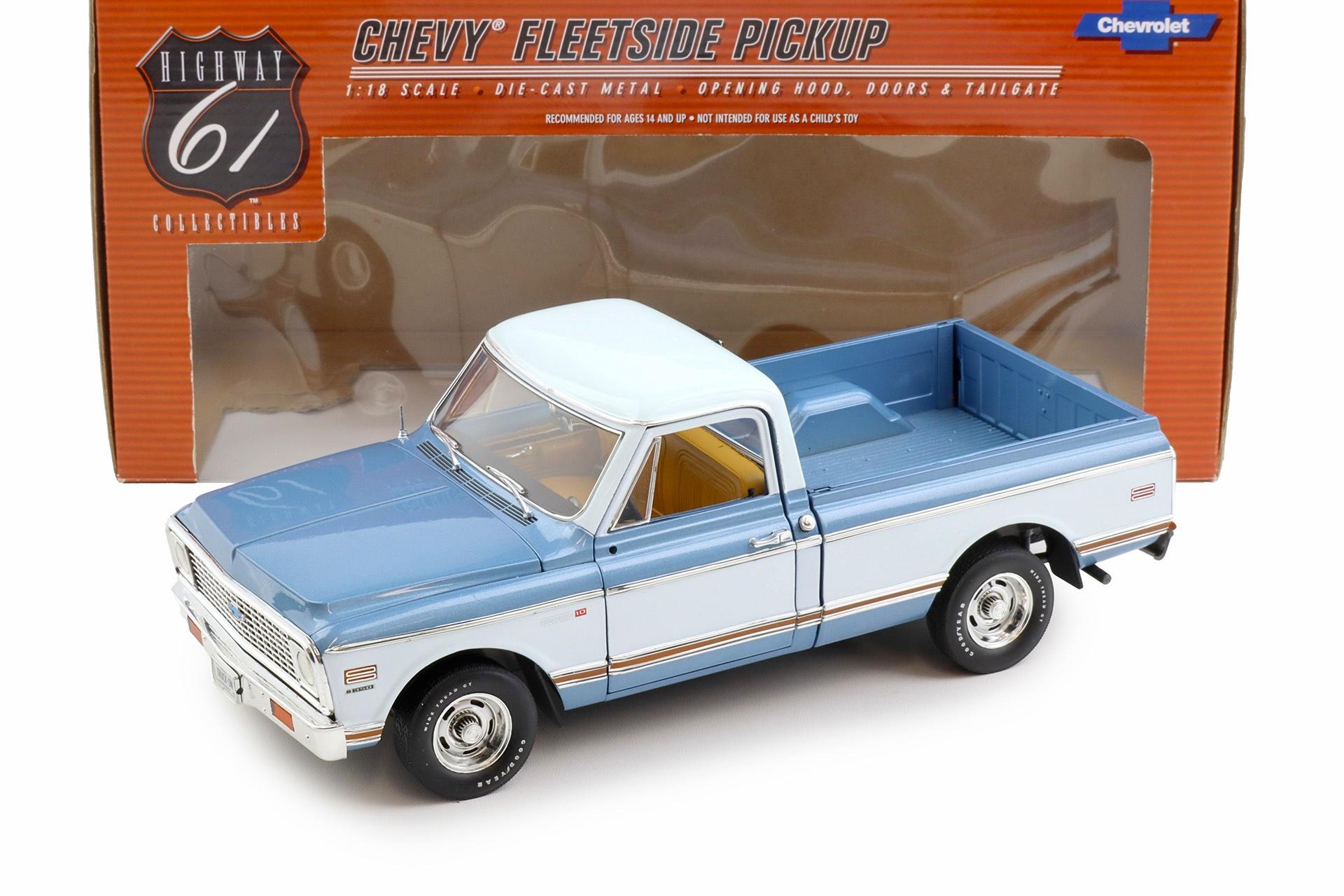 1:18 Highway61 Chevrolet Fleetside C-10 Pickup 1972 Glacier blue/ white