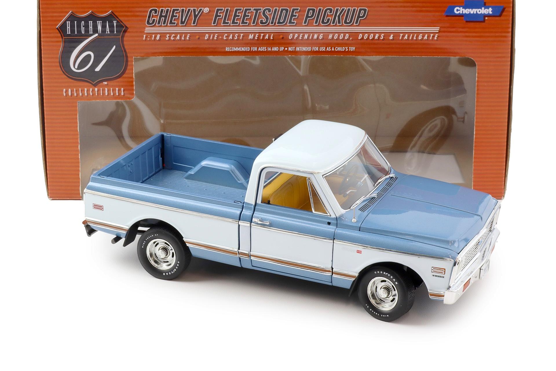 1:18 Highway61 Chevrolet Fleetside C-10 Pickup 1972 Glacier blue/ white