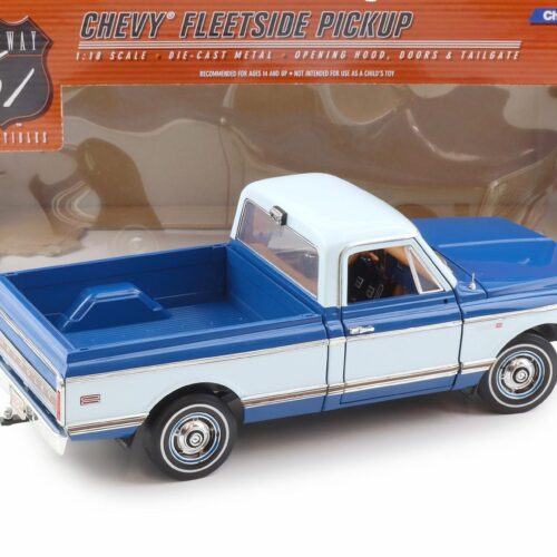 1:18 Highway61 Chevrolet Fleetside C-10 Pickup 1972 Medium blue/ white