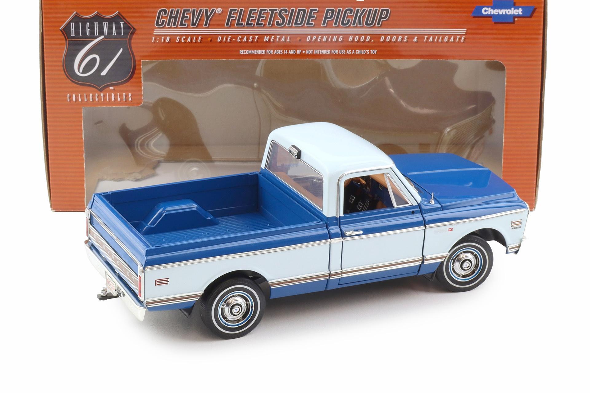 1:18 Highway61 Chevrolet Fleetside C-10 Pickup 1972 Medium blue/ white