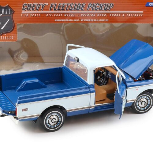 1:18 Highway61 Chevrolet Fleetside C-10 Pickup 1972 Medium blue/ white