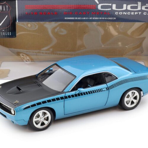 1:18 Highway61 Plymouth Cuda Coupe Concept Car B5 blue/ black AAR stripes