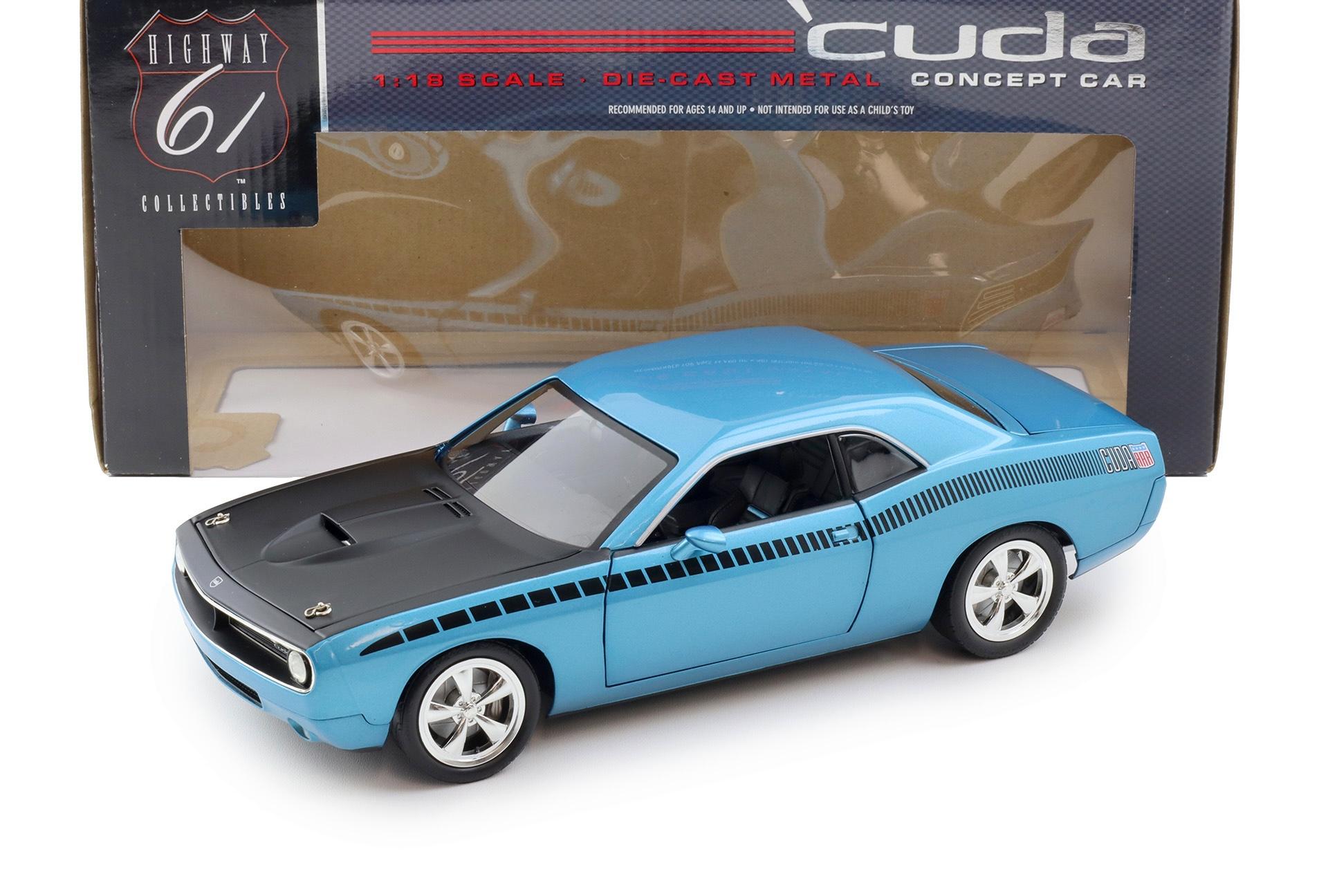 1:18 Highway61 Plymouth Cuda Coupe Concept Car B5 blue/ black AAR stripes
