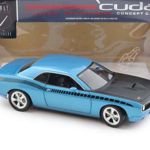 1:18 Highway61 Plymouth Cuda Coupe Concept Car B5 blue/ black AAR stripes