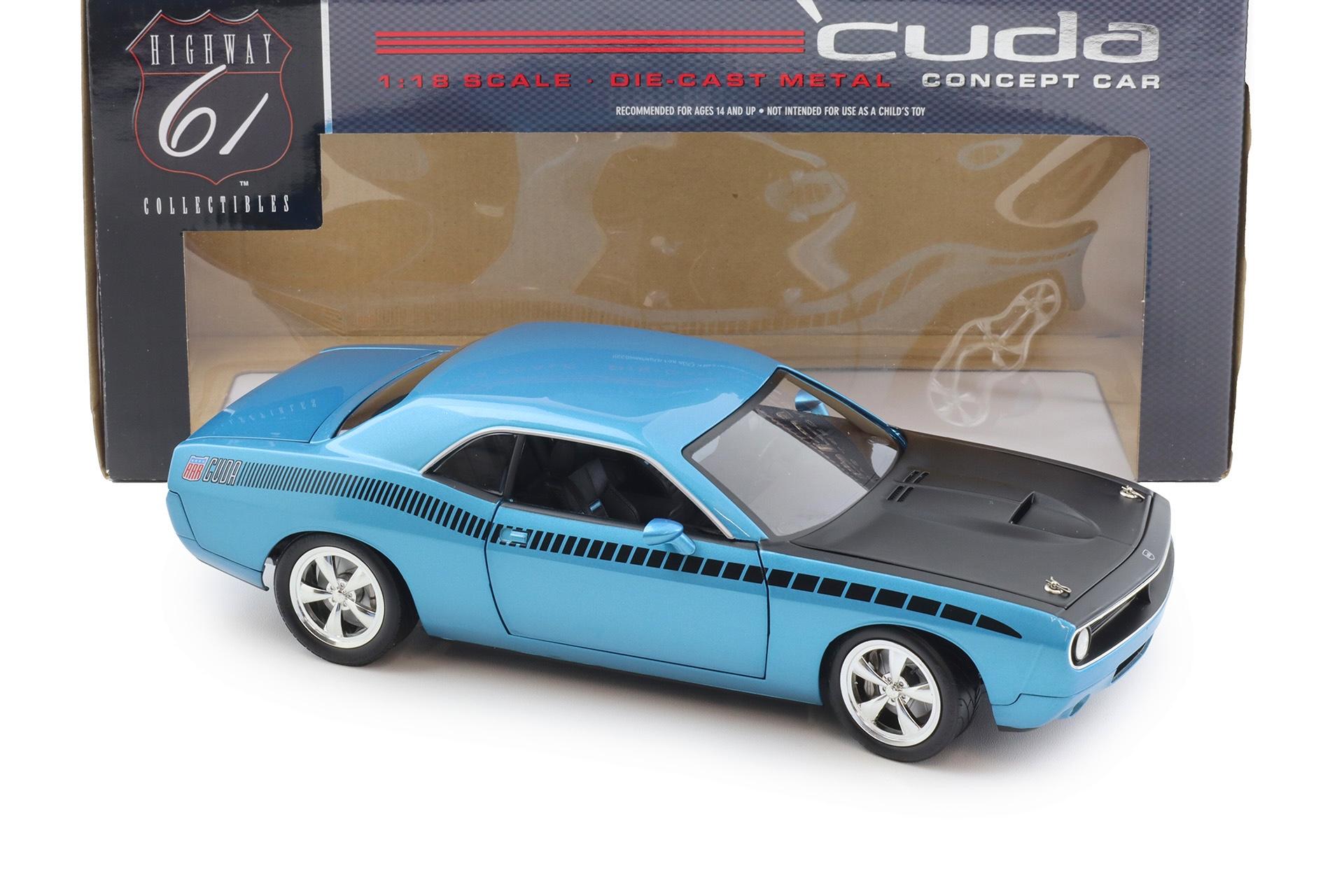 1:18 Highway61 Plymouth Cuda Coupe Concept Car B5 blue/ black AAR stripes