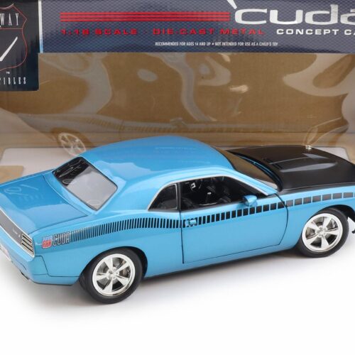 1:18 Highway61 Plymouth Cuda Coupe Concept Car B5 blue/ black AAR stripes