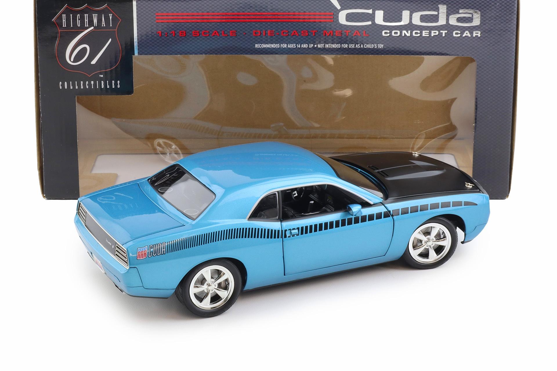 1:18 Highway61 Plymouth Cuda Coupe Concept Car B5 blue/ black AAR stripes