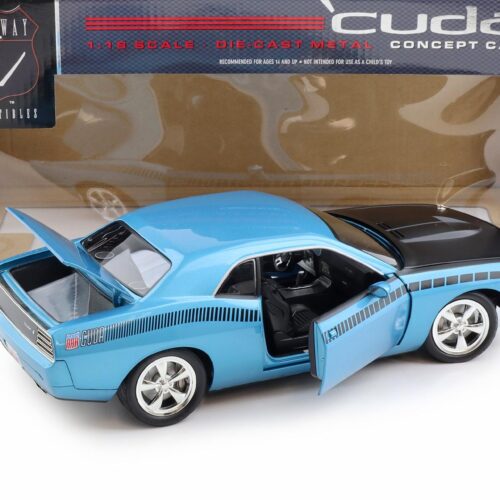 1:18 Highway61 Plymouth Cuda Coupe Concept Car B5 blue/ black AAR stripes