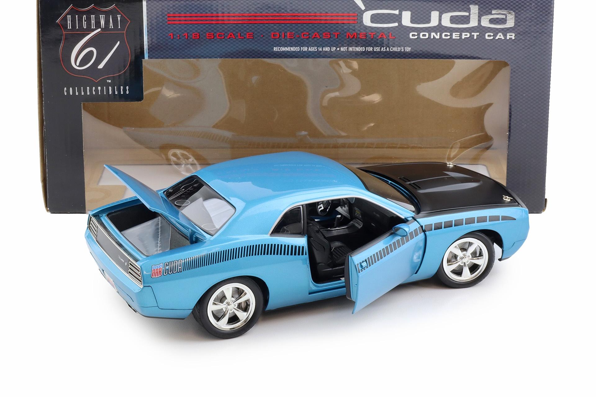 1:18 Highway61 Plymouth Cuda Coupe Concept Car B5 blue/ black AAR stripes