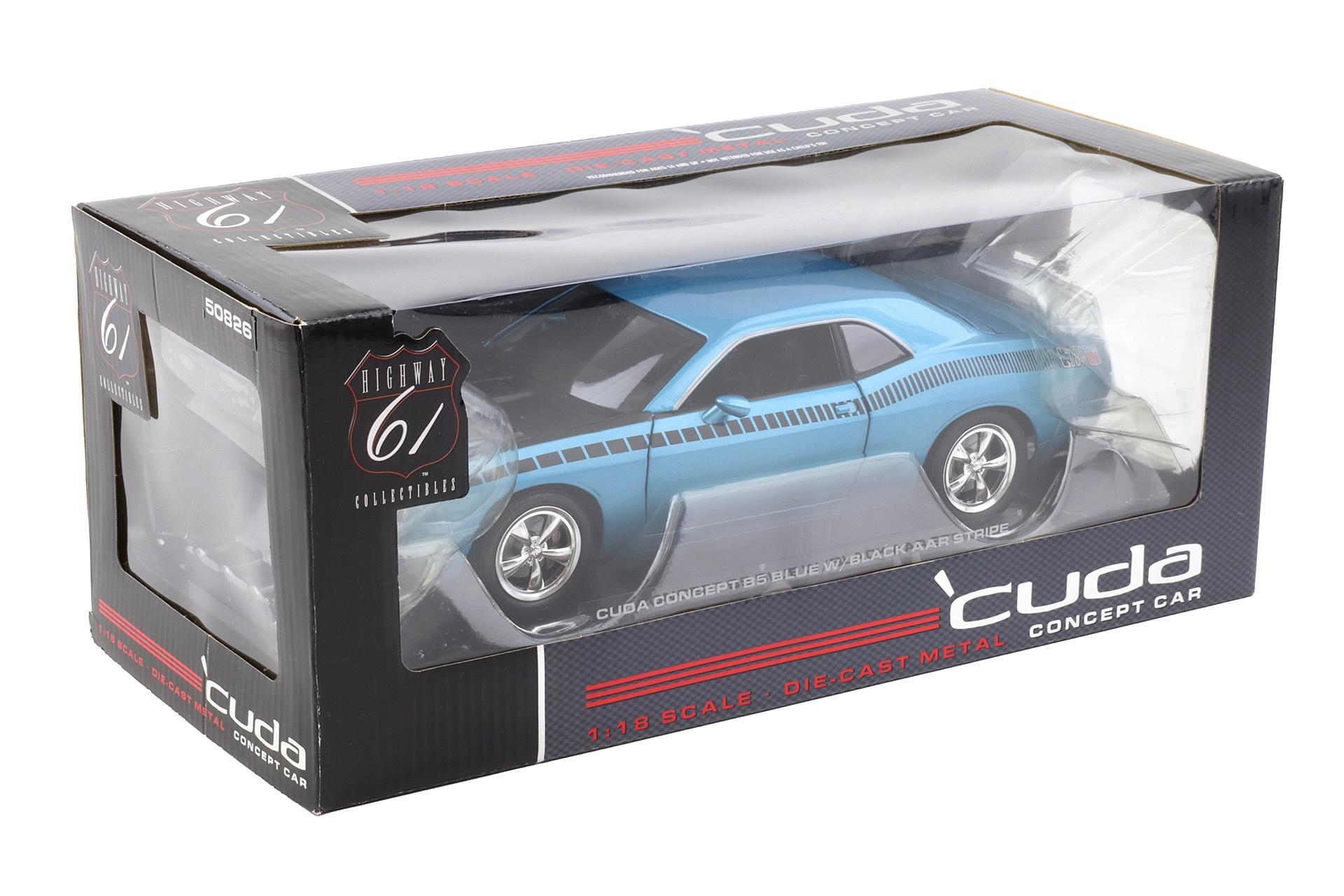 1:18 Highway61 Plymouth Cuda Coupe Concept Car B5 blue/ black AAR stripes