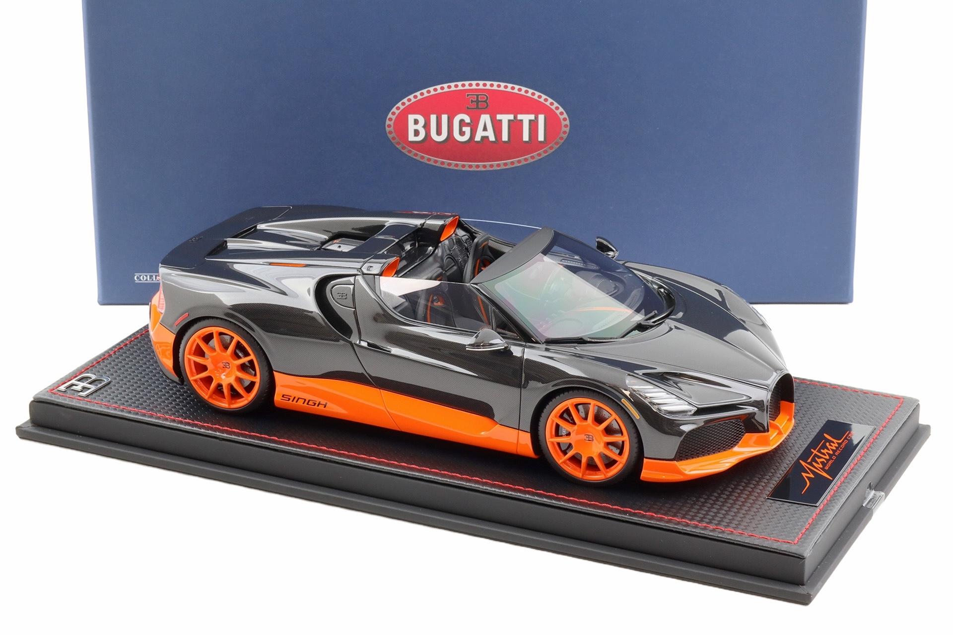 1:18 MR Collection Bugatti W16 Mistral World Record 2023 Carbon/ orange - Limited 199 pcs.
