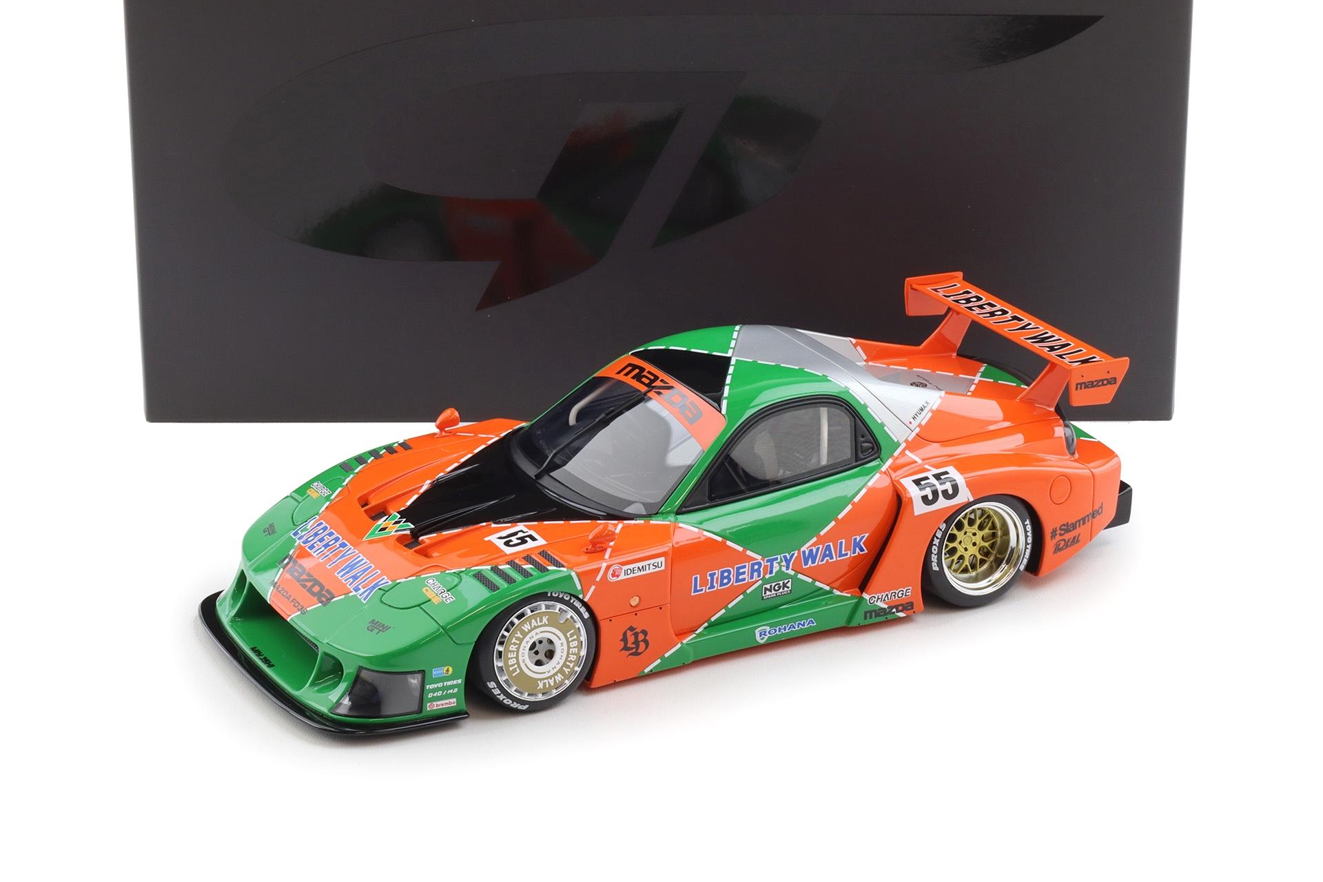 ID 114579 orig.jpg 1:18 GT Spirit GT568 Mazda RX7 LB-WORKS LB Super Silhouette Renown 2024 green/ orange