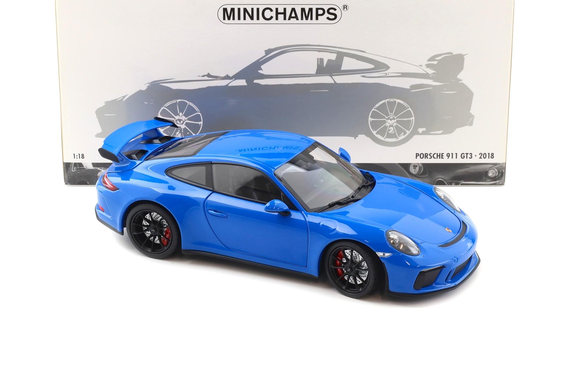1:18 Minichamps Porsche 911 (991) GT3 Coupe 2018 blue/ black wheels