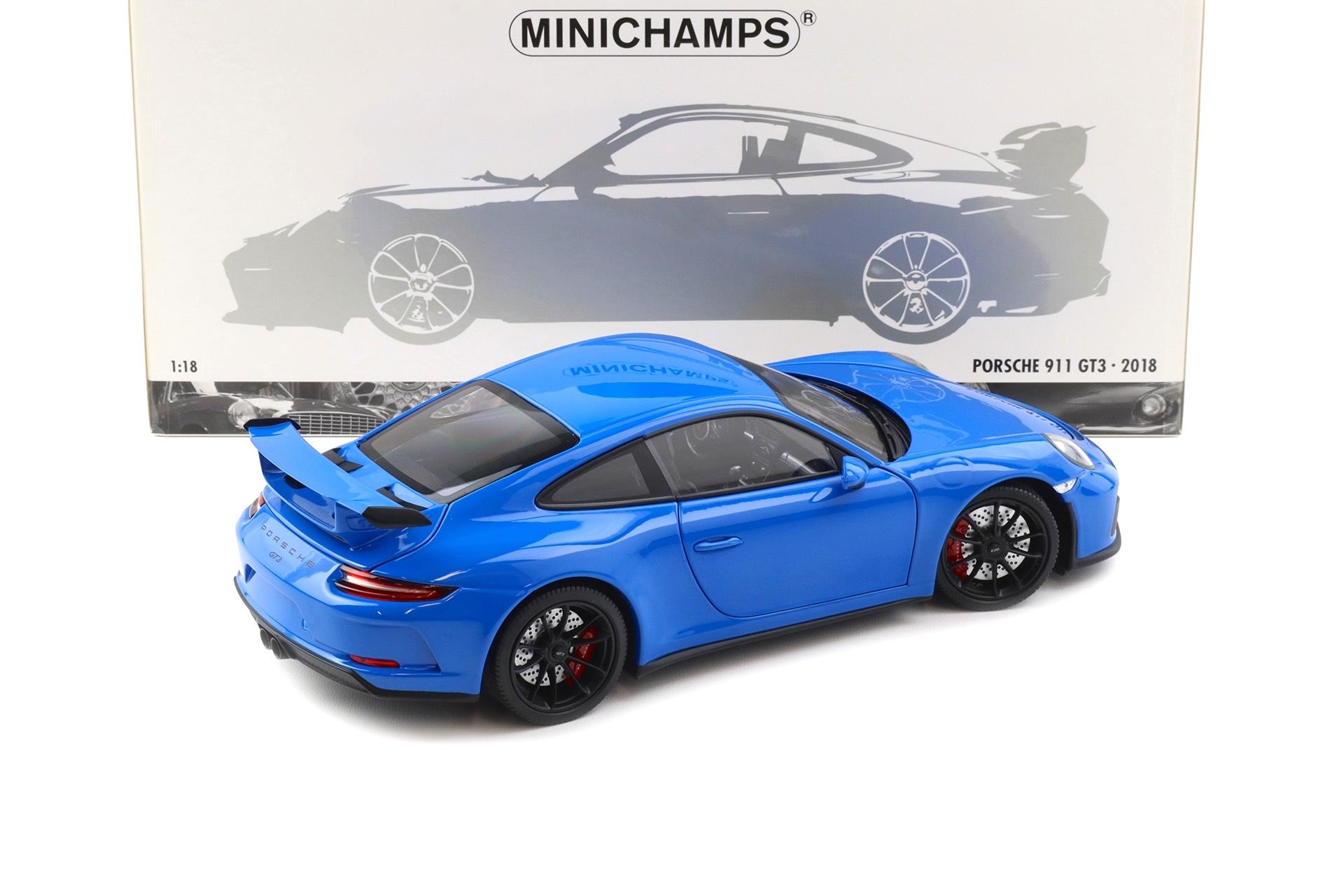 1:18 Minichamps Porsche 911 (991) GT3 Coupe 2018 blue/ black wheels