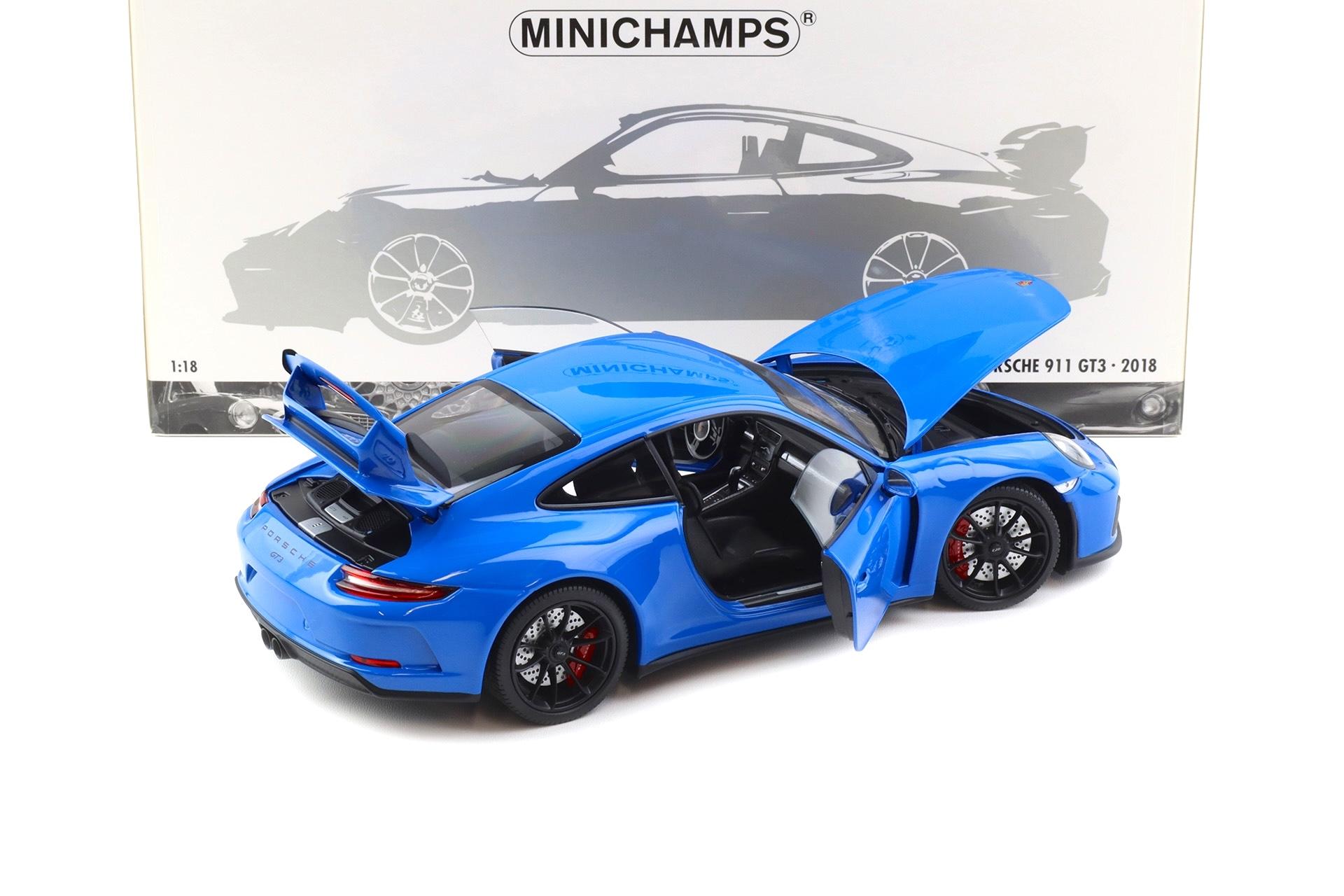 1:18 Minichamps Porsche 911 (991) GT3 Coupe 2018 blue/ black wheels