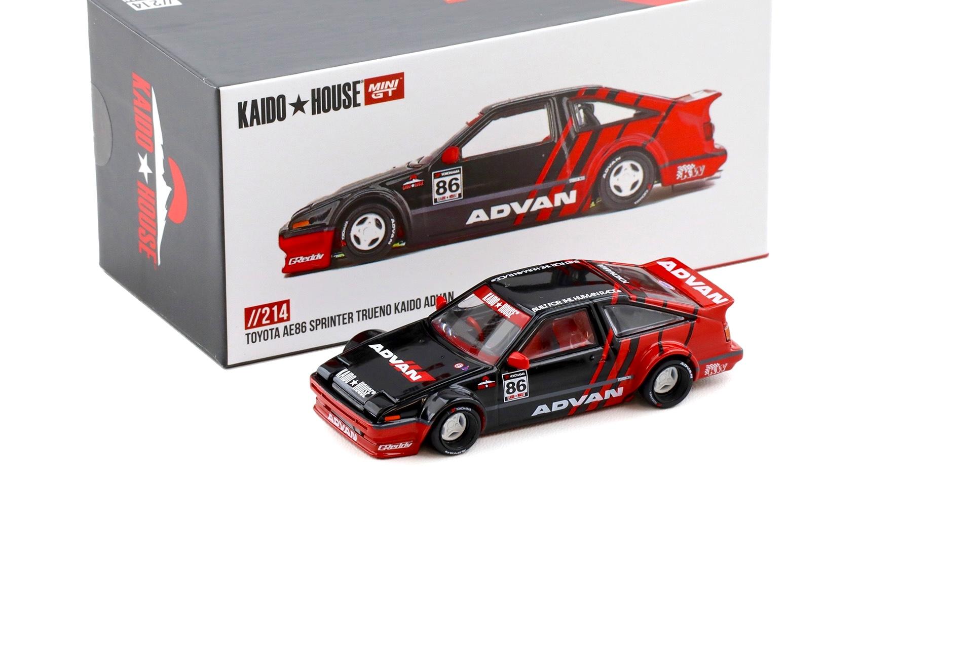 1:64 TSM Mini GT Kaido House Toyota AE86 Sprinter Trueno Kaido ADVAN red/ black