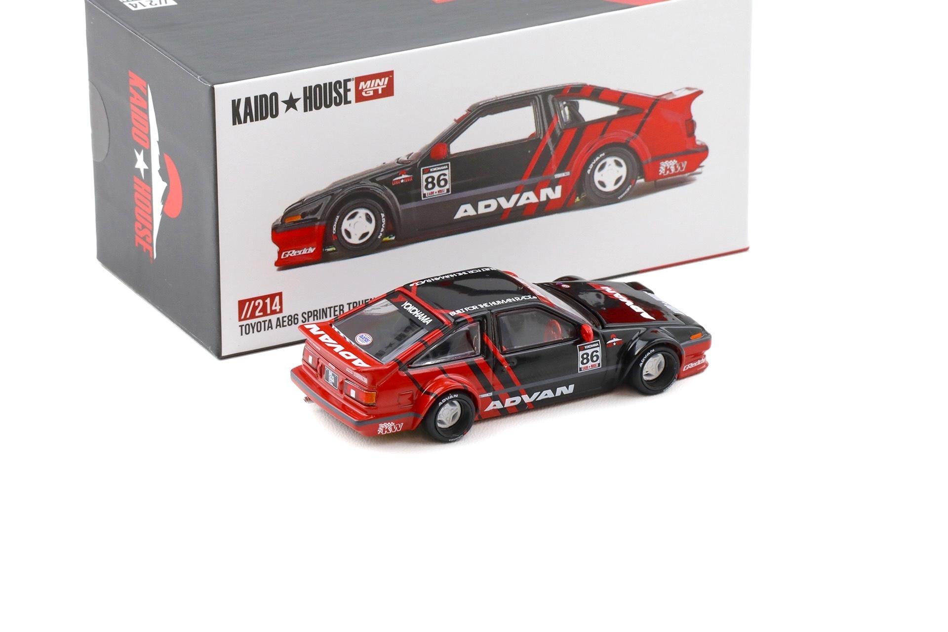 1:64 TSM Mini GT Kaido House Toyota AE86 Sprinter Trueno Kaido ADVAN red/ black