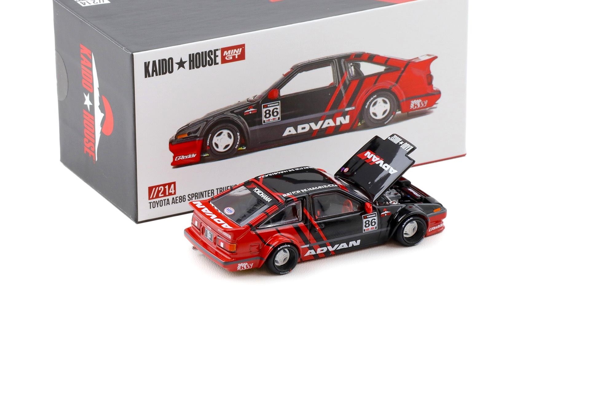 1:64 TSM Mini GT Kaido House Toyota AE86 Sprinter Trueno Kaido ADVAN red/ black