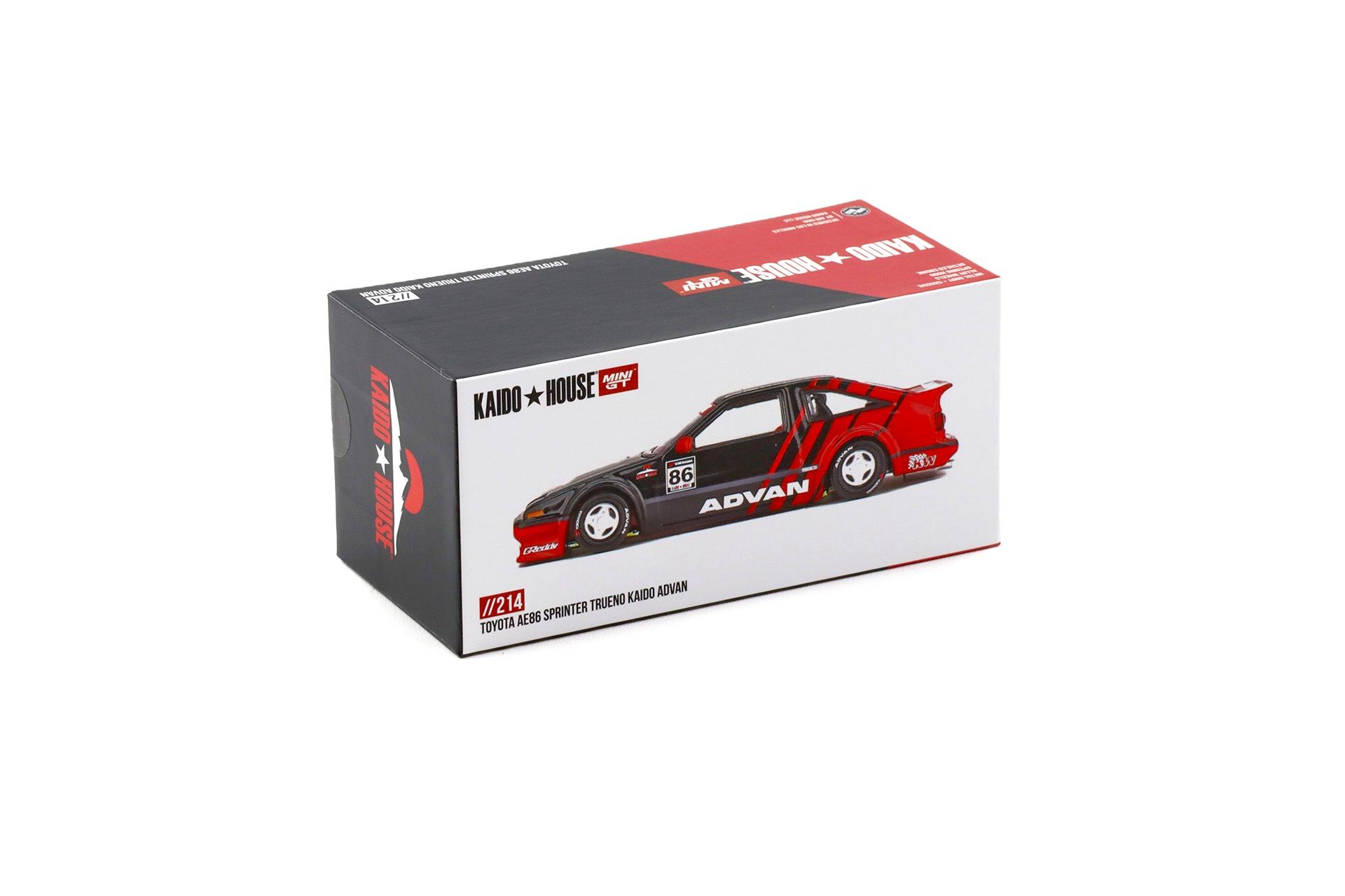 1:64 TSM Mini GT Kaido House Toyota AE86 Sprinter Trueno Kaido ADVAN red/ black