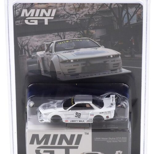 1:64 TSM Mini GT Blister LBWK Nissan Skyline GT-R R32 Kaido Works TAS 2025 white