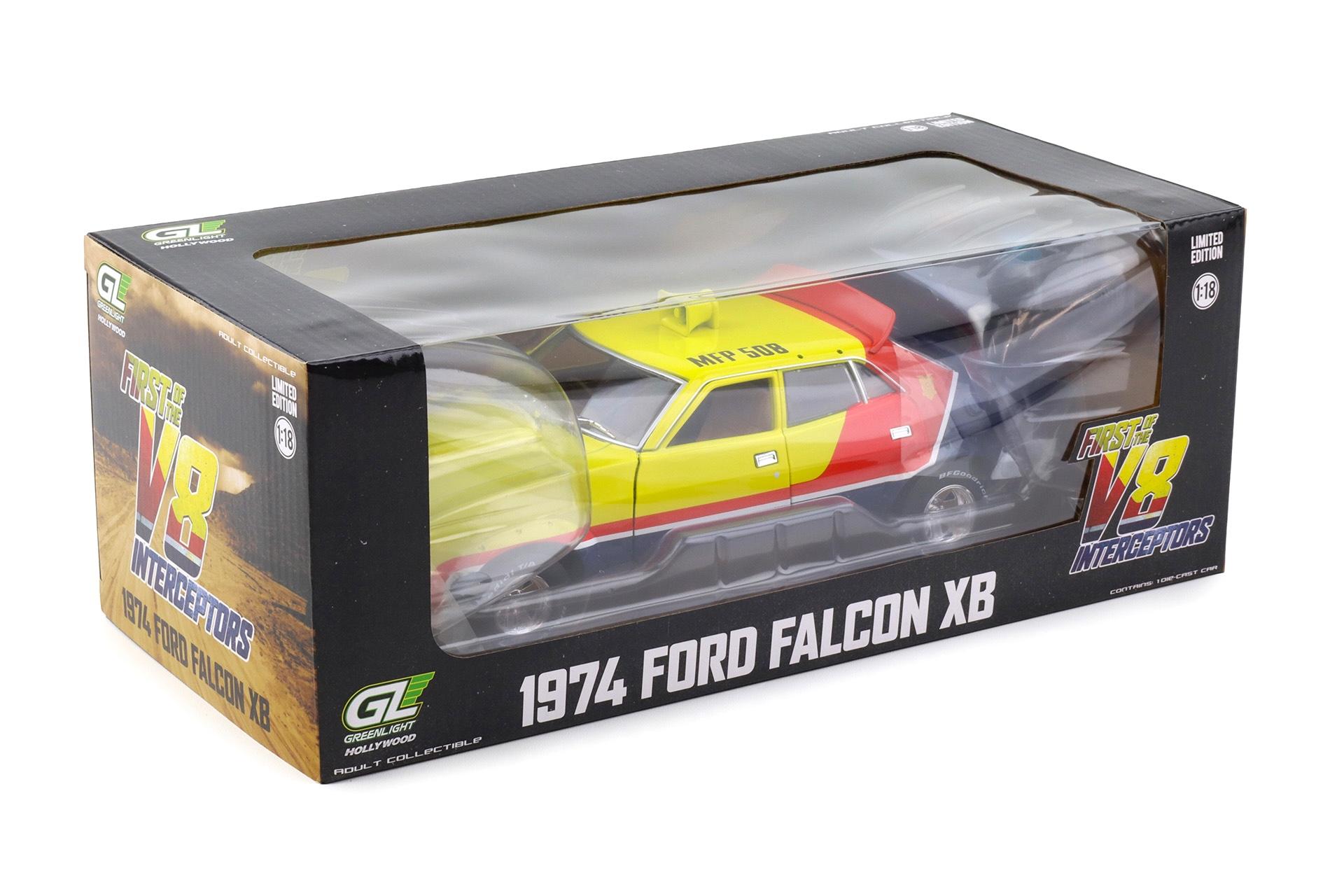 1:18 Greenlight Ford Falcon XB V8 Intercopter 1974 Police Car MAD MAX yellow/ red/ blue