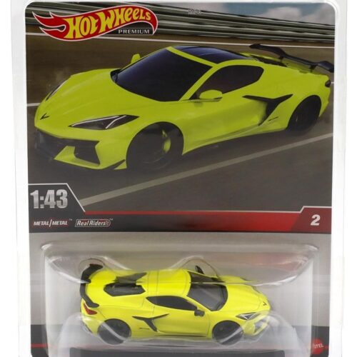 1:43 Hot Wheels Premium 2024 Real Riders 2023 Chevrolet C8 Corvette Z06 yellow