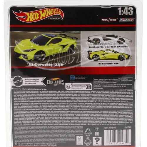 1:43 Hot Wheels Premium 2024 Real Riders 2023 Chevrolet C8 Corvette Z06 yellow