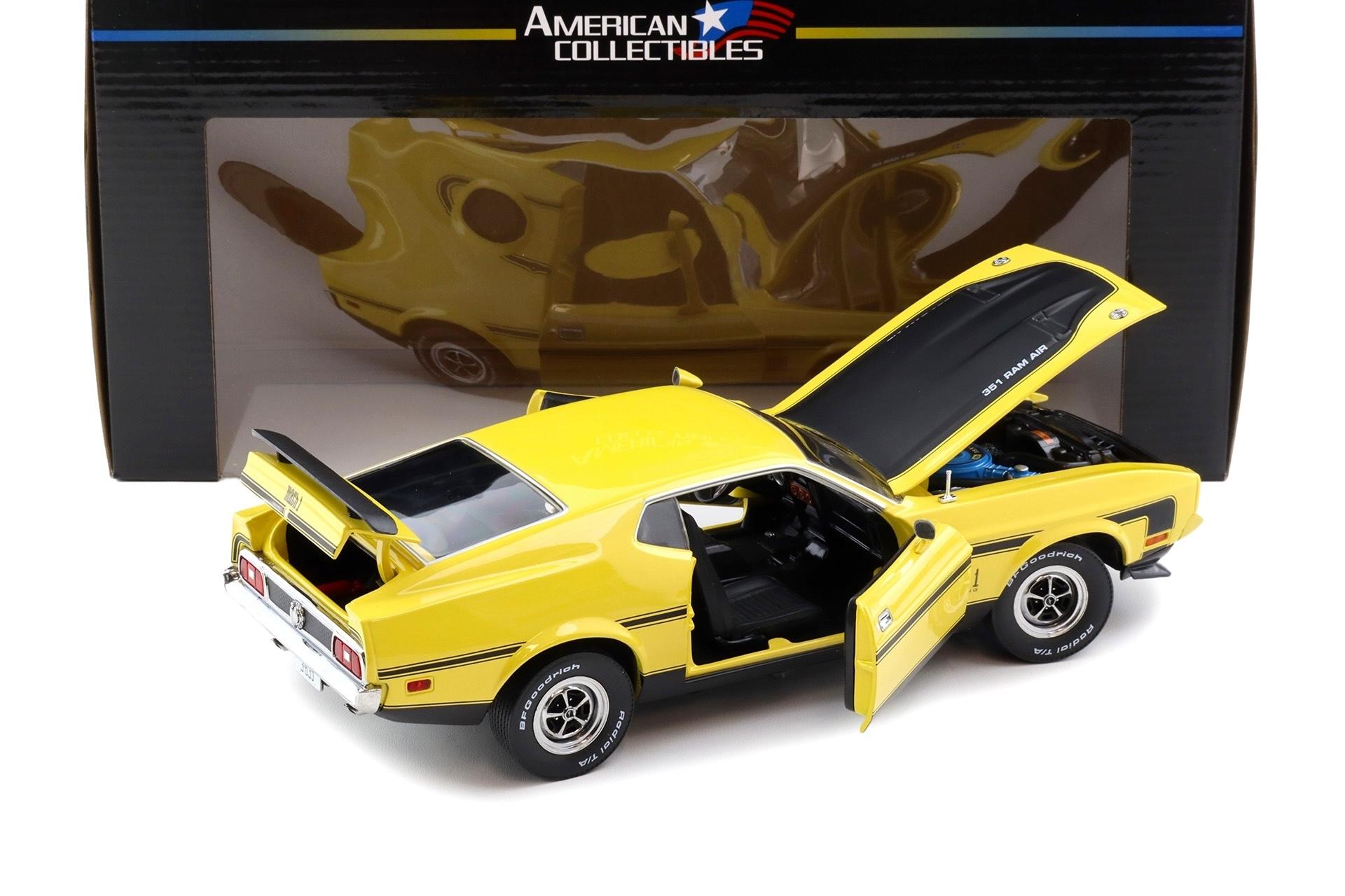 1:18 Sun Star 1971 Ford Mustang Mach 1 Coupe Ram Air 351 Medium Bright yellow