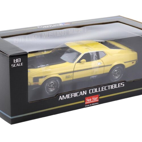 1:18 Sun Star 1971 Ford Mustang Mach 1 Coupe Ram Air 351 Medium Bright yellow