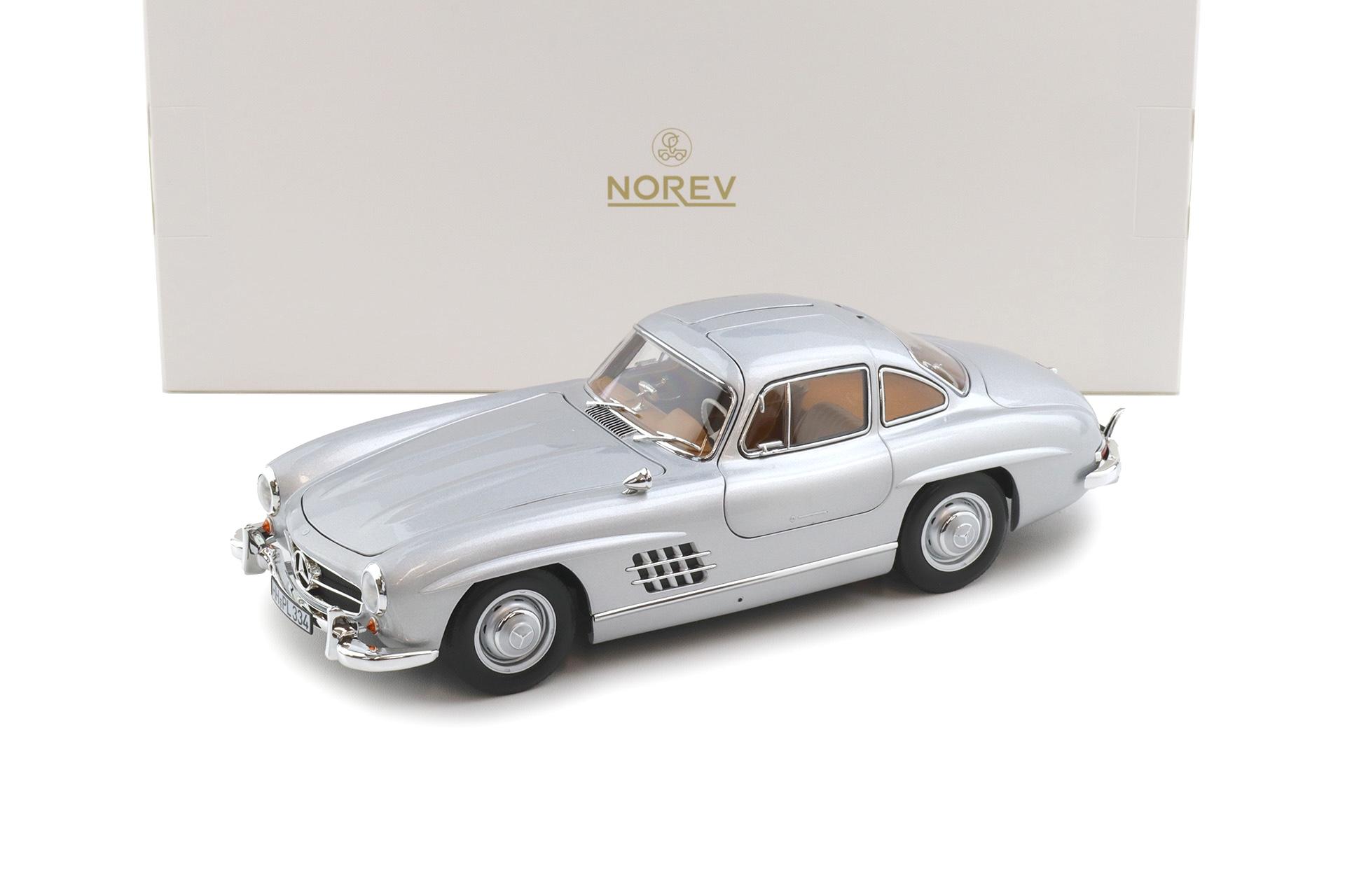 1:18 Norev Mercedes 300 SL Flügeltürer Gullwing 1954 silver/ brown interior