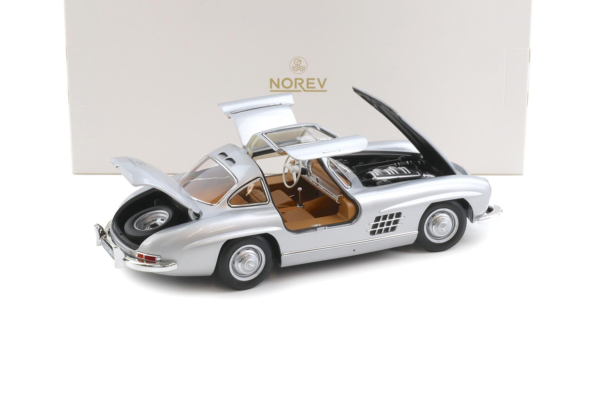 1:18 Norev Mercedes 300 SL Flügeltürer Gullwing 1954 silver/ brown interior