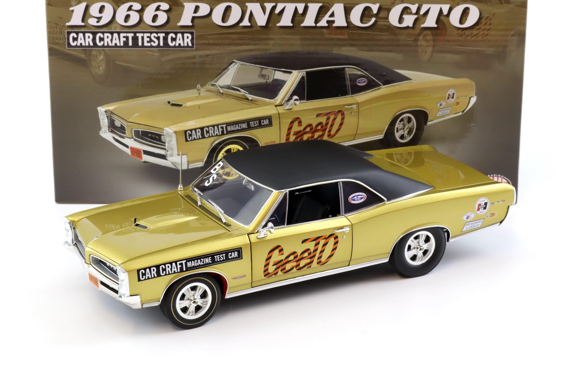 1:18 ACME 1966 Pontiac GTO Car Craft Test Car gold metallic/ black roof