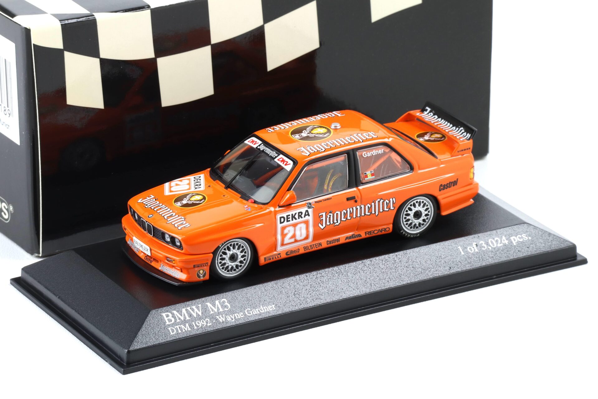 1:43 Minichamps BMW M3 E30 DTM 1992 Team Linder #20 Wayne Gardner