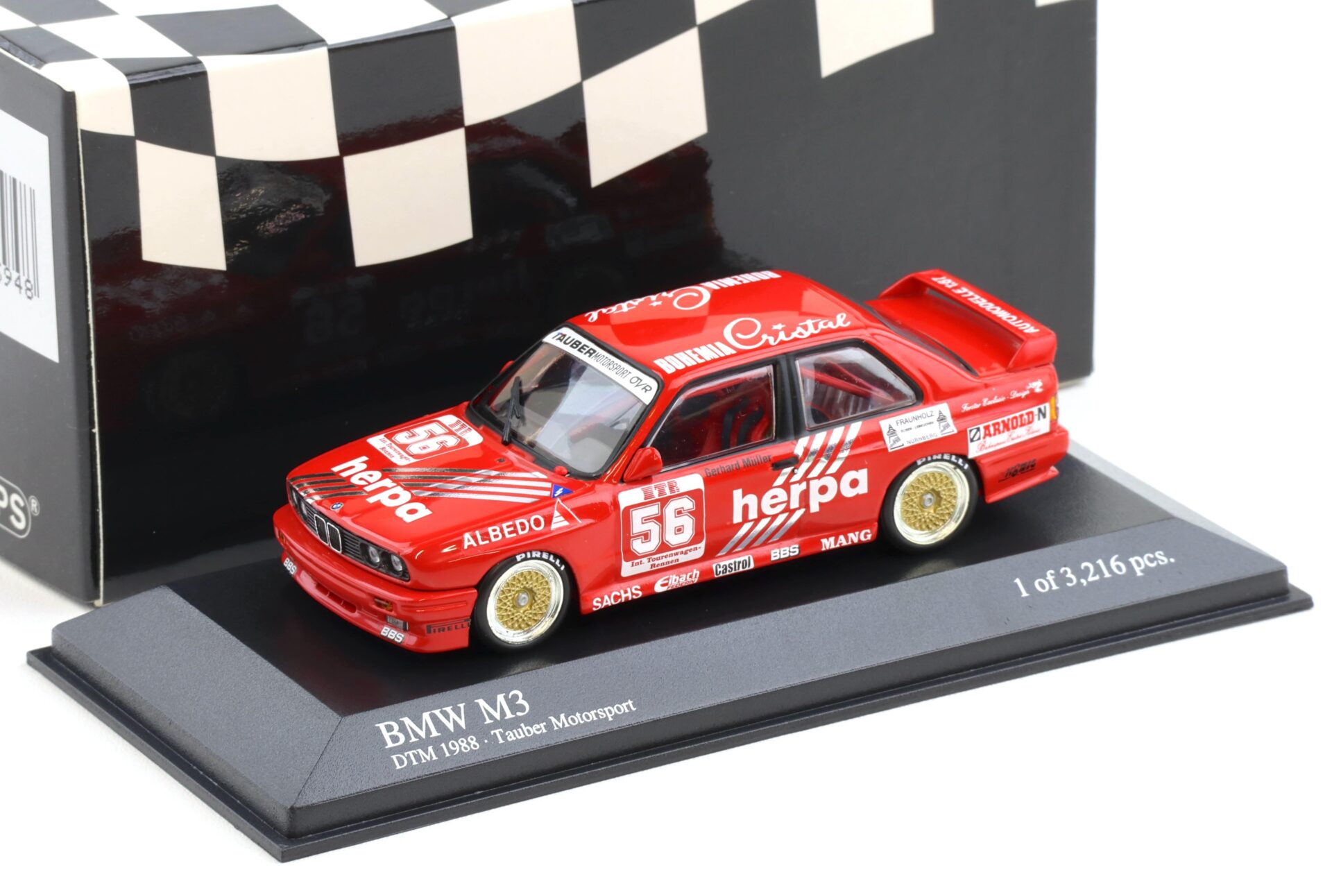 1:43 Minichamps BMW M3 E30 DTM 1988 Tauber Motorsport G.Müller #56 Herpa