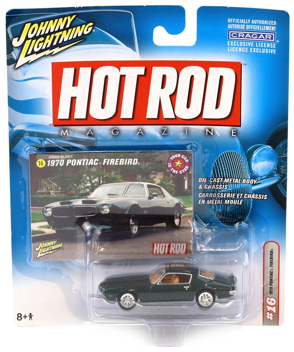 1:64 Johnny Lightning 1970 Pontiac Firebird dark green metallic Hot Rod