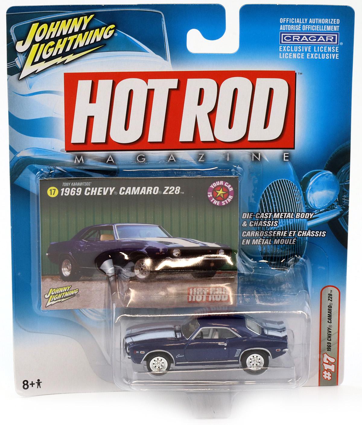 1:64 Johnny Lightning 1969 Chevy Camaro Z28 dark blue metallic Hot Rod