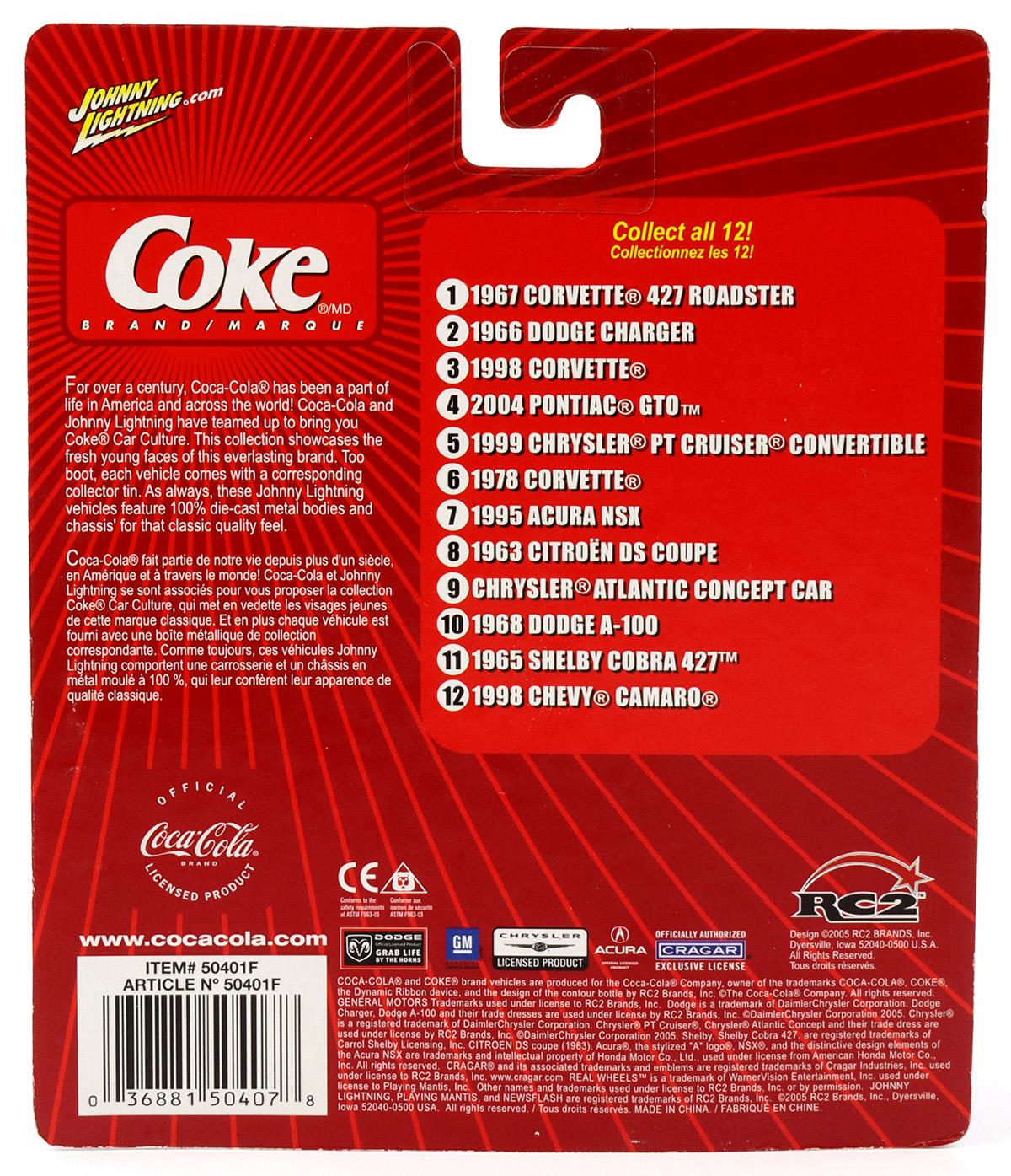 1:64 Johnny Lightning 1998 Corvette white Coca Cola Brand