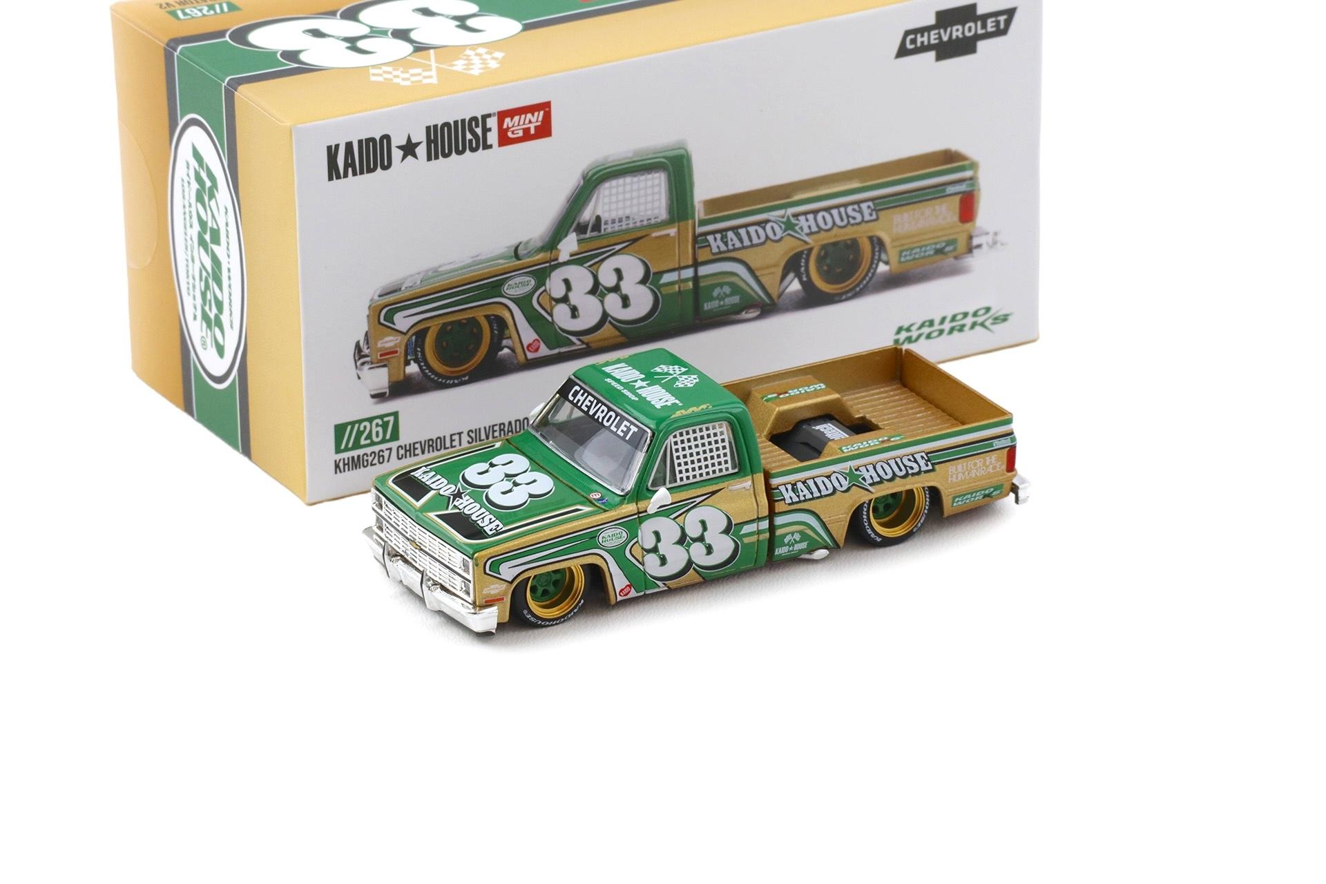 1:64 TSM Mini GT Kaido House Chevrolet Silverado Kaido Intimidator V2 green/ gold