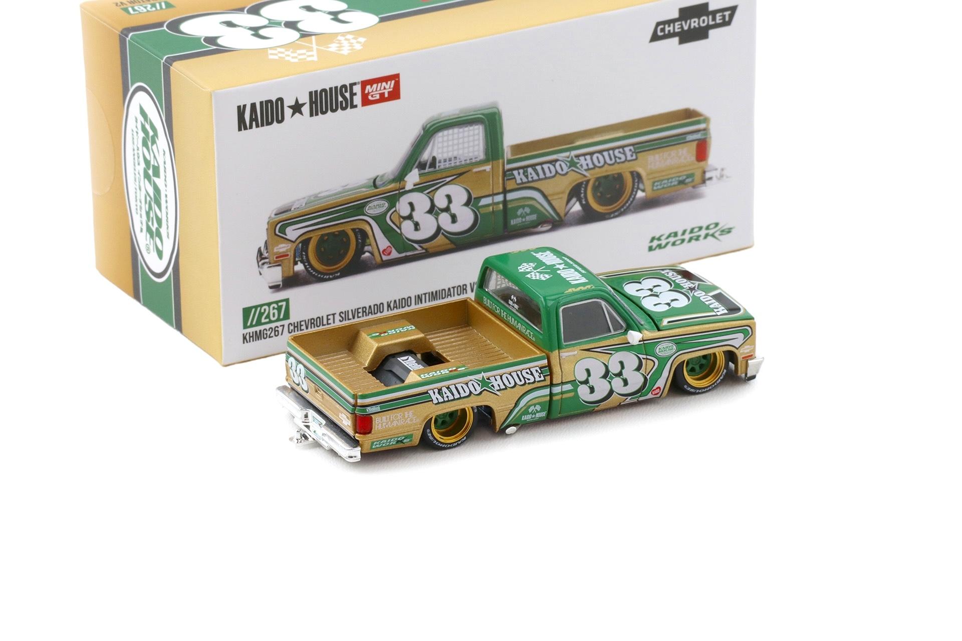 1:64 TSM Mini GT Kaido House Chevrolet Silverado Kaido Intimidator V2 green/ gold